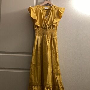 Yellow Ruffled Sleeve Dress